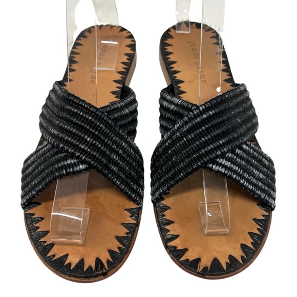 Jenni Kayne Raffia Crossover Black Slip On Casual Slide Sandals Women’s 38 - Picture 5 of 16